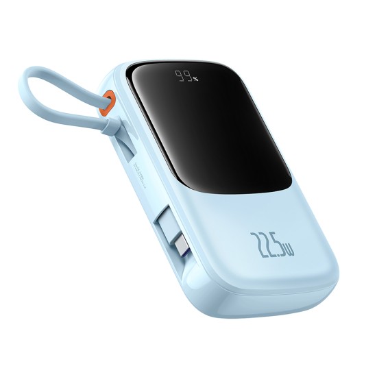 Acumulator Extern Lightning, 2x Type-C, USB, 22.5W, 10000mAh + Cablu Type-C - Baseus Qpow Pro+ (P10067101313-00) - Blue