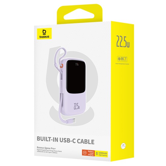 Acumulator Extern Lightning, 2x Type-C, USB, 22.5W, 10000mAh + Cablu Type-C - Baseus Qpow Pro+ (P10067101513-00) - Purple Acumulator Extern Lightning, 2x Type-C, USB, 22.5W, 10000mAh + Cablu Type-C - Baseus Qpow Pro+ (P10067101513-00) - Purple