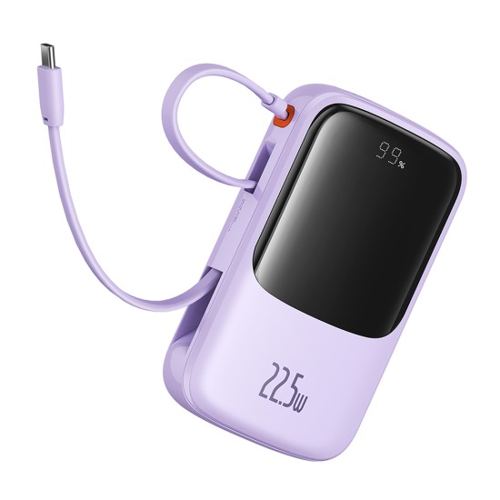 Acumulator Extern Lightning, 2x Type-C, USB, 22.5W, 10000mAh + Cablu Type-C - Baseus Qpow Pro+ (P10067101513-00) - Purple Acumulator Extern Lightning, 2x Type-C, USB, 22.5W, 10000mAh + Cablu Type-C - Baseus Qpow Pro+ (P10067101513-00) - Purple