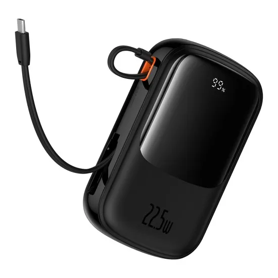 Acumulator Extern Lightning, 2x Type-C, USB, 22.5W, 20000mAh + Cablu Type-C - Baseus Qpow Pro+ (P10067103113-00) - Black Acumulator Extern Lightning, 2x Type-C, USB, 22.5W, 20000mAh + Cablu Type-C - Baseus Qpow Pro+ (P10067103113-00) - Black