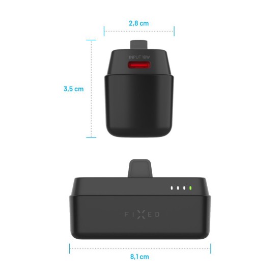 Acumulator Extern Type-C, 20W, 5000mAh - Fixed (FIXZEN-5PL-BK) - Black