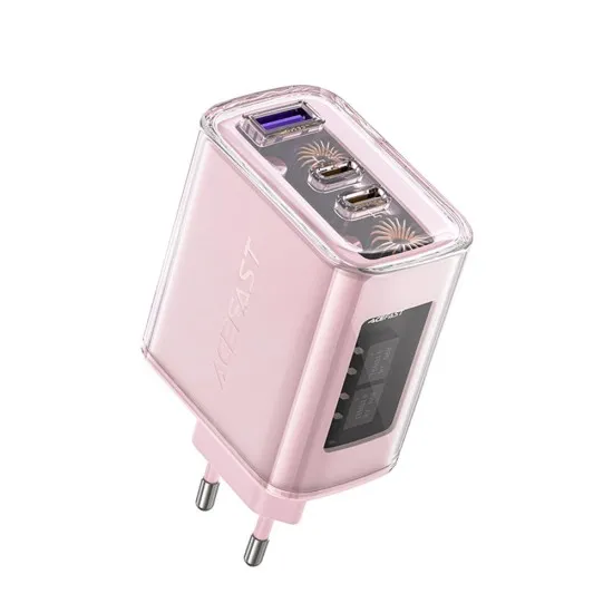 Acumulator pentru Priza, 2 X USB-C, USB, GaN, PD65W - Acesfast (A45) - Cherry Blossom Acumulator pentru Priza, 2 X USB-C, USB, GaN, PD65W - Acesfast (A45) - Cherry Blossom