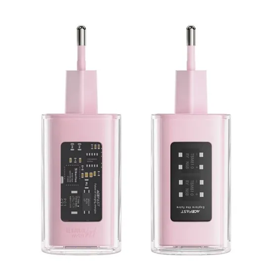 Acumulator pentru Priza, 2 X USB-C, USB, GaN, PD65W - Acesfast (A45) - Cherry Blossom Acumulator pentru Priza, 2 X USB-C, USB, GaN, PD65W - Acesfast (A45) - Cherry Blossom