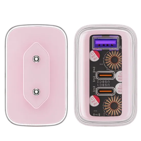 Acumulator pentru Priza, 2 X USB-C, USB, GaN, PD65W - Acesfast (A45) - Cherry Blossom Acumulator pentru Priza, 2 X USB-C, USB, GaN, PD65W - Acesfast (A45) - Cherry Blossom