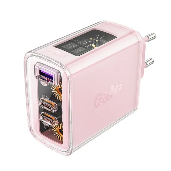 Acumulator pentru Priza, 2 X USB-C, USB, GaN, PD65W - Acesfast (A45) - Cherry Blossom Acumulator pentru Priza, 2 X USB-C, USB, GaN, PD65W - Acesfast (A45) - Cherry Blossom