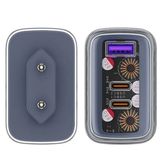 Acumulator pentru Priza, 2 X USB-C, USB, GaN, PD65W - Acesfast (A45) - Gray Acumulator pentru Priza, 2 X USB-C, USB, GaN, PD65W - Acesfast (A45) - Gray