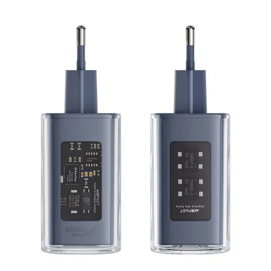 Acumulator pentru Priza, 2 X USB-C, USB, GaN, PD65W - Acesfast (A45) - Gray Acumulator pentru Priza, 2 X USB-C, USB, GaN, PD65W - Acesfast (A45) - Gray