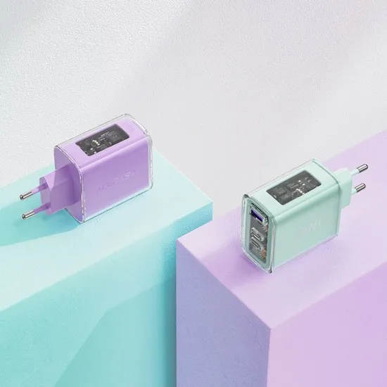 Acumulator pentru Priza, 2 X USB-C, USB, GaN, PD65W - Acesfast (A45) - Gray Acumulator pentru Priza, 2 X USB-C, USB, GaN, PD65W - Acesfast (A45) - Gray