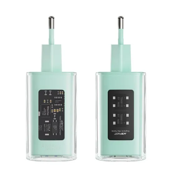 Acumulator pentru Priza, 2 X USB-C, USB, GaN, PD65W - Acesfast (A45) - Mountain mist