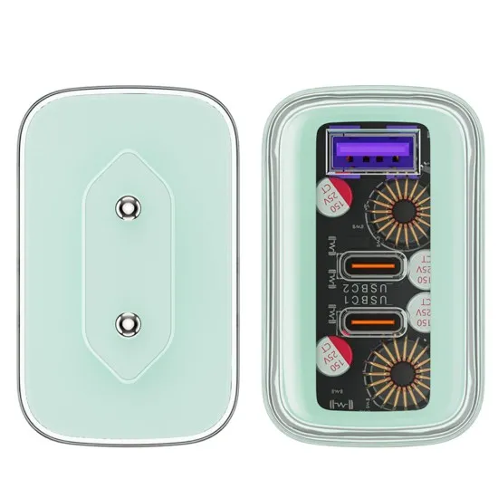 Acumulator pentru Priza, 2 X USB-C, USB, GaN, PD65W - Acesfast (A45) - Mountain mist