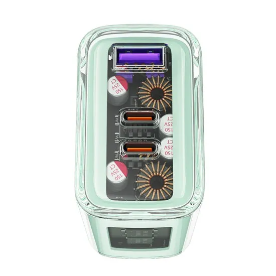 Acumulator pentru Priza, 2 X USB-C, USB, GaN, PD65W - Acesfast (A45) - Mountain mist