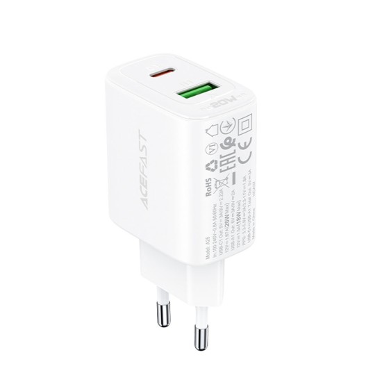 Acumulator pentru Priza, USB, Type-C, 20W, Fast Charging - Acefast (A25) - White