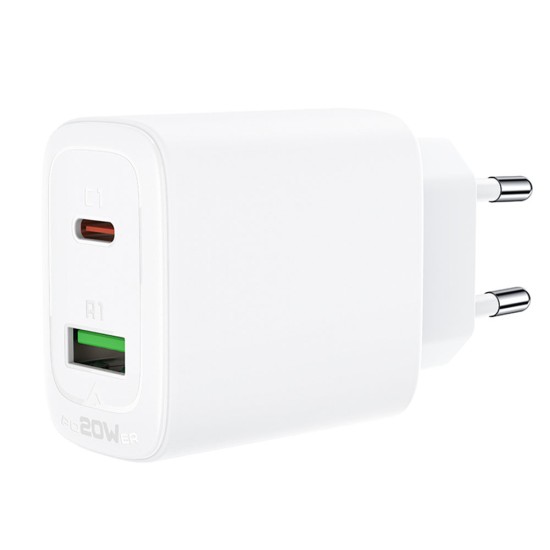 Acumulator pentru Priza, USB, Type-C, 20W, Fast Charging - Acefast (A25) - White