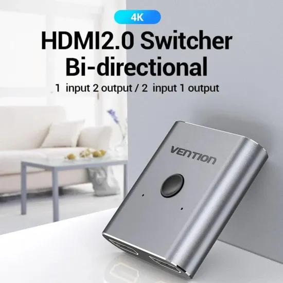 Adaptor 2x HDMI, 4K@60Hz - Vention - HDMI Switcher (AFUH0) - Silver Adaptor 2x HDMI, 4K@60Hz - Vention - HDMI Switcher (AFUH0) - Silver