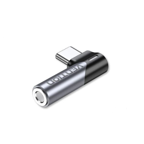 Adaptor Audio Type-C la Jack 3.5mm, Gaming, 90° Right Angle - Vention (BGWH0) - Gray Adaptor Audio Type-C la Jack 3.5mm, Gaming, 90° Right Angle - Vention (BGWH0) - Gray