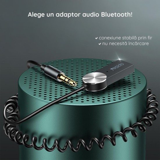 Adaptor Bluetooth Auxiliar Jack - Yesido Wireless Audio (YAU24) - Black