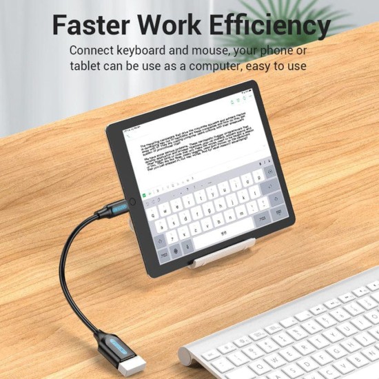 Adaptor cu Functia OTG, Type-C la USB 2.0, U-Disk Reader, Stable Connection, 0.15m - Vention (CCSBB) - Black Adaptor cu Functia OTG, Type-C la USB 2.0, U-Disk Reader, Stable Connection, 0.15m - Vention (CCSBB) - Black