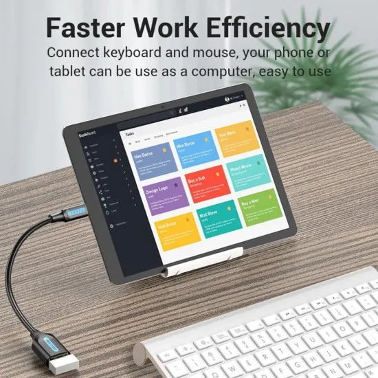 Adaptor Micro-USB la USB 2.0, cu Functia OTG, 480Mbps, 0.15m - Vention (CCUBB) - Black Adaptor Micro-USB la USB 2.0, cu Functia OTG, 480Mbps, 0.15m - Vention (CCUBB) - Black