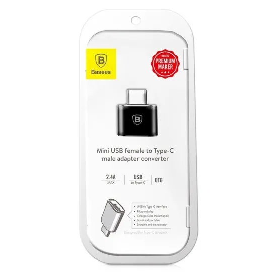 Adaptor OTG USB la Type-C 480Mbps, 2.4A - Baseus (CATOTG-01) - Black Adaptor OTG USB la Type-C 480Mbps, 2.4A - Baseus (CATOTG-01) - Black