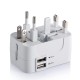 Adaptor pentru Priza 2 x USB, EU, UK, AUS, US - Techsuit (HHT202) - White