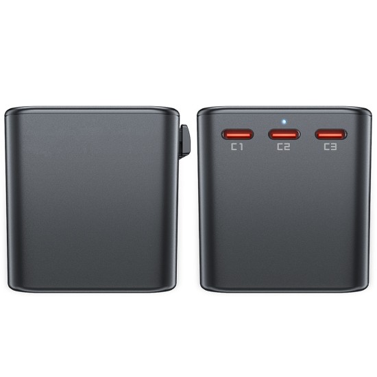 Adaptor pentru Priza 3x Type-C, EU, UK, AUS, US, GaN, PD75W - Acefast (Z1) - Black Adaptor pentru Priza 3x Type-C, EU, UK, AUS, US, GaN, PD75W - Acefast (Z1) - Black