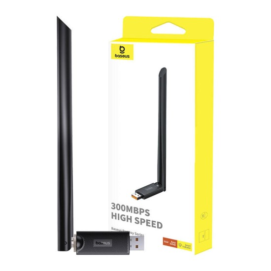 Adaptor WiFi cu antena 300Mbps Windows/Linux - Baseus FastJoy BS-OH172 (B01317600111-01) - Black