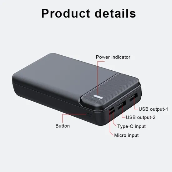 Baterie Externa 20000mAh, Lumini LED - Techsuit (PB-N2) - Black Baterie Externa 20000mAh, Lumini LED - Techsuit (PB-N2) - Black