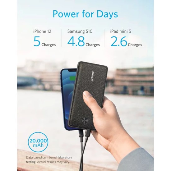 Baterie Externa Type-C, 2x USB, 20000mAh - Anker PowerCore III (A1365G11) - Black