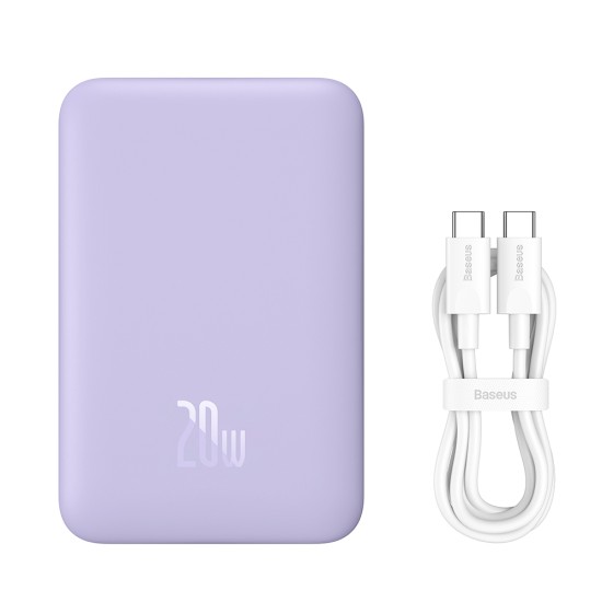 Baterie Externa USB-C, MagSafe, 10000mAh, 20W - Baseus Magnetic Mini (PPCX110105) - Purple