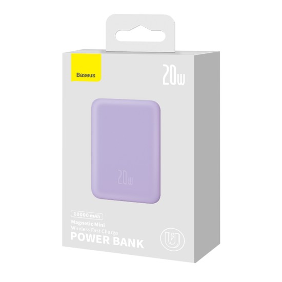 Baterie Externa USB-C, MagSafe, 10000mAh, 20W - Baseus Magnetic Mini (PPCX110105) - Purple