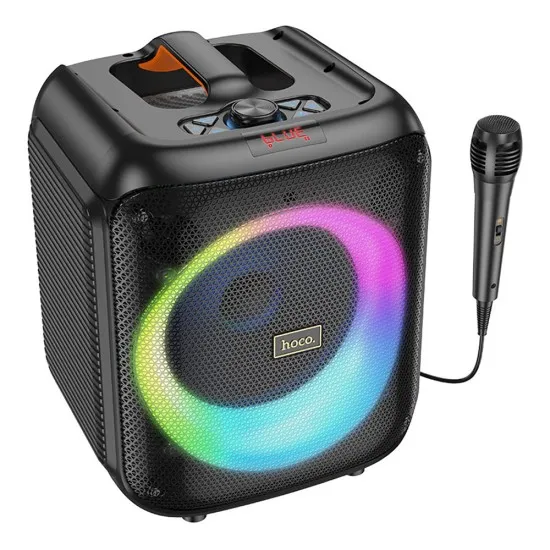 Boxa Bluetooth V5.1, TF, USB, AUX, TWS, RGB cu Microfon - Hoco Graceful (HA1) - Black Boxa Bluetooth V5.1, TF, USB, AUX, TWS, RGB cu Microfon - Hoco Graceful (HA1) - Black