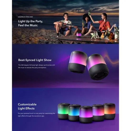 Boxa portabila 360°, 8W, IP67 - Anker SoundCore Glow Mini (A3136G31) - Blue Boxa portabila 360°, 8W, IP67 - Anker SoundCore Glow Mini (A3136G31) - Blue