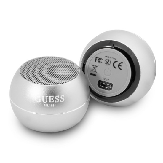 Boxa Portabila Bluetooth 5.0, 3W, 300mAh, 4H -  Guess (GUWSALGEG) - Grey