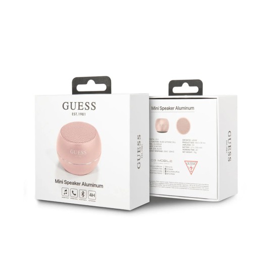 Boxa Portabila Bluetooth 5.0, 3W, 300mAh, 4H -  Guess (GUWSALGEP) - Pink