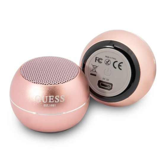 Boxa Portabila Bluetooth 5.0, 3W, 300mAh, 4H -  Guess (GUWSALGEP) - Pink