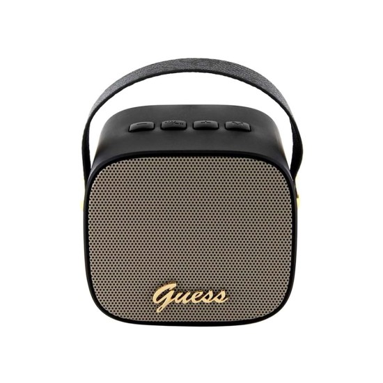 Boxa Portabila Bluetooth 5.3, TWS, 5W,  AUX, TF Card -  Guess Wireless Speaker PU Leather 4G Script Logo (GUWSB2P4SMK) - Black