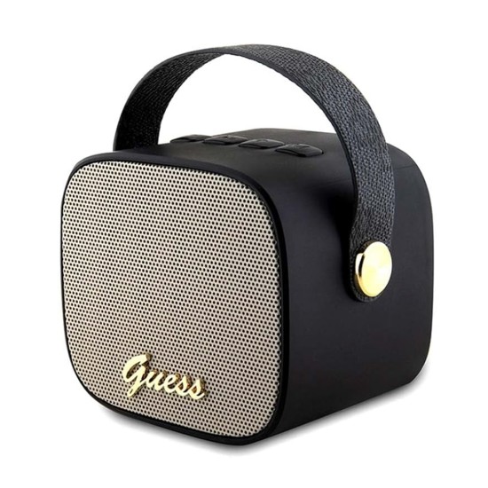 Boxa Portabila Bluetooth 5.3, TWS, 5W,  AUX, TF Card -  Guess Wireless Speaker PU Leather 4G Script Logo (GUWSB2P4SMK) - Black