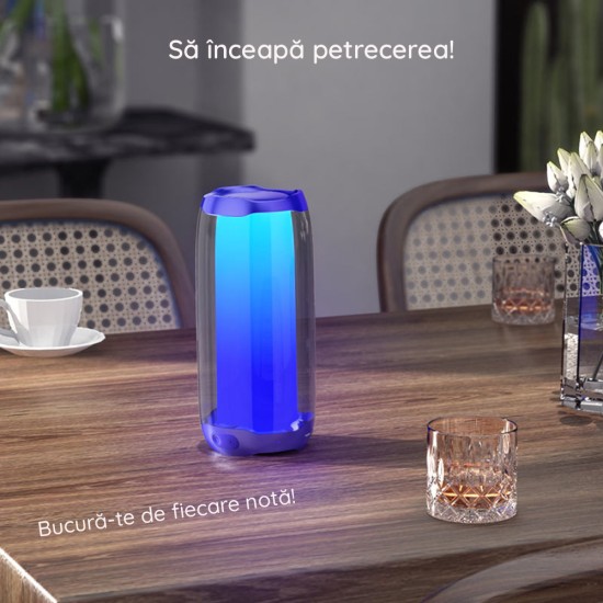 Boxa Portabila LED, Bluetooth 5.0, 10W - Hoco Pulsating (HC8) - Blue