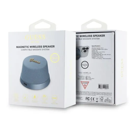 Boxa Portabila TWS, Bluetooth V5.3, 700mAh, 3W - Guess Magnetic Script Metal (GUWSC3ALSMB) - Blue Boxa Portabila TWS, Bluetooth V5.3, 700mAh, 3W - Guess Magnetic Script Metal (GUWSC3ALSMB) - Blue