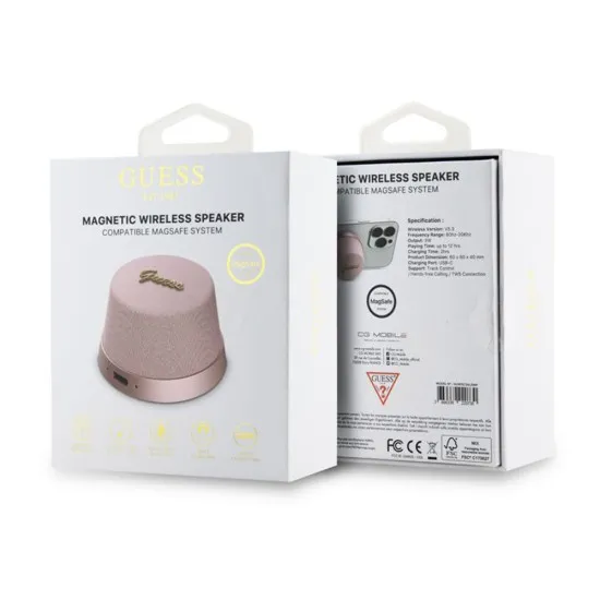 Boxa Portabila TWS, Bluetooth V5.3, 700mAh, 3W - Guess Magnetic Script Metal (GUWSC3ALSMP) - Pink Boxa Portabila TWS, Bluetooth V5.3, 700mAh, 3W - Guess Magnetic Script Metal (GUWSC3ALSMP) - Pink