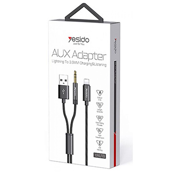 Cablu Adaptor Lightning la USB, Jack - Yesido (YAU18) - Black