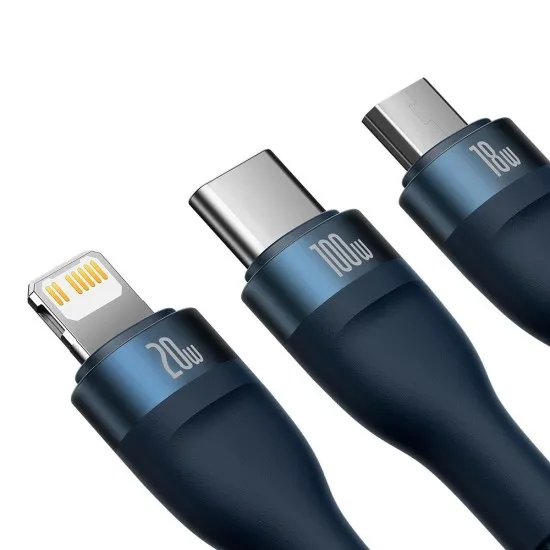 Cablu de Date cu Adaptor USB, Type-C, 100W, 1.2m - Baseus Flash Series 2 (CASS030103) - Blue Cablu de Date cu Adaptor USB, Type-C, 100W, 1.2m - Baseus Flash Series 2 (CASS030103) - Blue