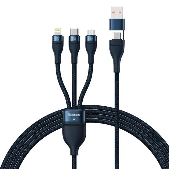 Cablu de Date cu Adaptor USB, Type-C, 100W, 1.2m - Baseus Flash Series 2 (CASS030103) - Blue Cablu de Date cu Adaptor USB, Type-C, 100W, 1.2m - Baseus Flash Series 2 (CASS030103) - Blue