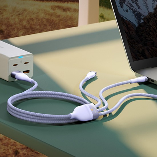 Cablu de Date cu Adaptor USB, Type-C, 100W, 1.2m - Baseus Flash Series 2 (CASS030105) - Purple Cablu de Date cu Adaptor USB, Type-C, 100W, 1.2m - Baseus Flash Series 2 (CASS030105) - Purple