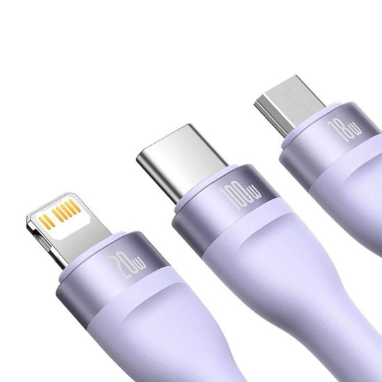 Cablu de Date cu Adaptor USB, Type-C, 100W, 1.2m - Baseus Flash Series 2 (CASS030105) - Purple Cablu de Date cu Adaptor USB, Type-C, 100W, 1.2m - Baseus Flash Series 2 (CASS030105) - Purple