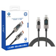 Cablu de Date cu Mufe Lightning, Type-C 100W, 1.2m - Lito (LD09) - Black Cablu de Date cu Mufe Lightning, Type-C 100W, 1.2m - Lito (LD09) - Black