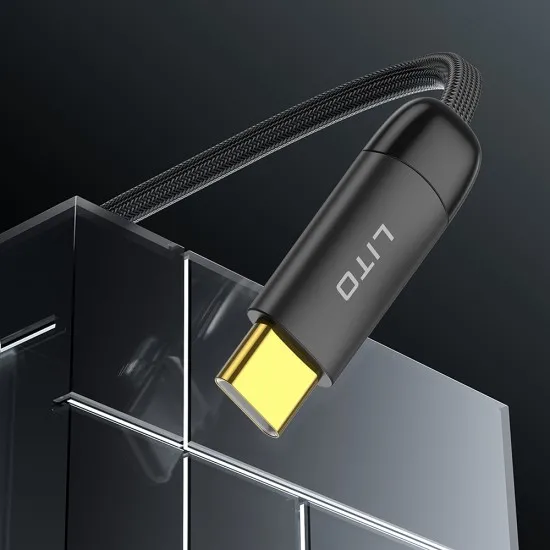 Cablu de Date cu Mufe Type-C, Lightning, 1m - Lito (LD11) - Black Cablu de Date cu Mufe Type-C, Lightning, 1m - Lito (LD11) - Black