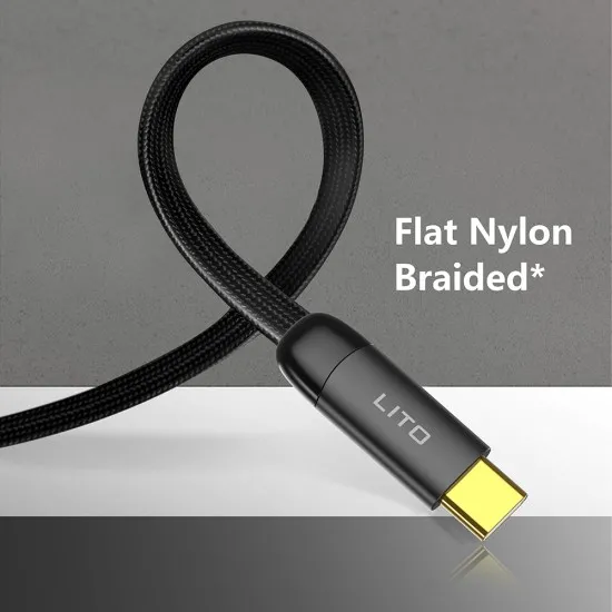 Cablu de Date cu Mufe Type-C, Lightning, 1m - Lito (LD11) - Black Cablu de Date cu Mufe Type-C, Lightning, 1m - Lito (LD11) - Black