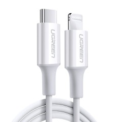 Cablu de Date Type-C la Lightning, 3A, 2m - Ugreen Rubber Shell (60749) - White Cablu de Date Type-C la Lightning, 3A, 2m - Ugreen Rubber Shell (60749) - White