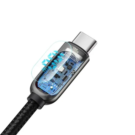 Cablu de Date Type-C la Type-C 100W, Fast Charging, 1m - Baseus Display (CATSK-B01) - Black Cablu de Date Type-C la Type-C 100W, Fast Charging, 1m - Baseus Display (CATSK-B01) - Black